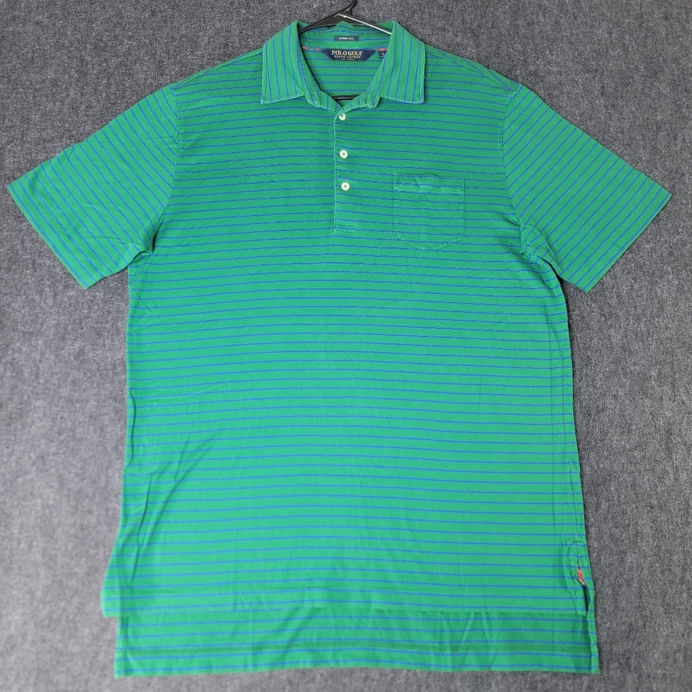 Polo Golf Ralph Lauren Vintage Lisle Men's Short Sleeve Striped Shirt Size Large